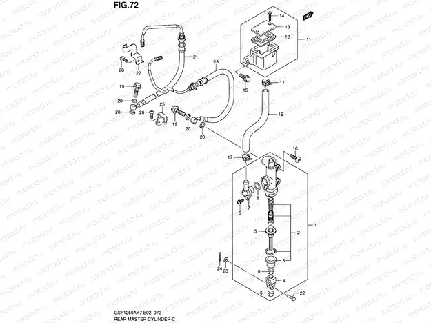 72 - REAR MASTER CYLINDER (GSF1250AK7/SAK7/AK8/SAK8/AK9/SAK9/SAZK9/SAL0)