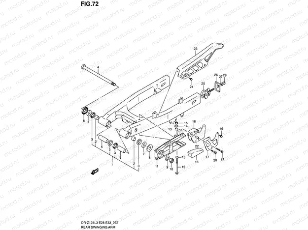72 - REAR SWINGING ARM (DR-Z125LL3 E28)
