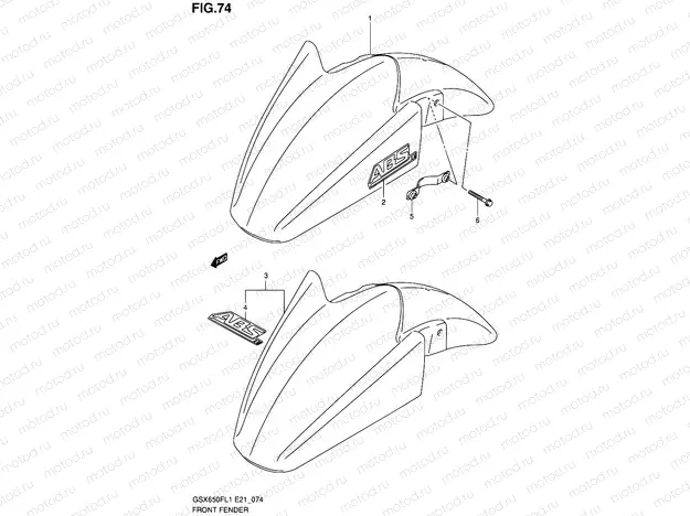 74 - FRONT FENDER (GSX650FAL1 E21)