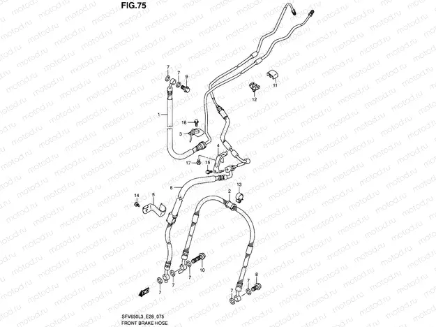 75 - FRONT BRAKE HOSE (SFV650AL3 E28)