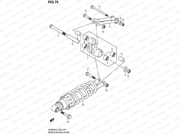 75 - REAR CUSHION LEVER (AN400ZAL3 E28)
