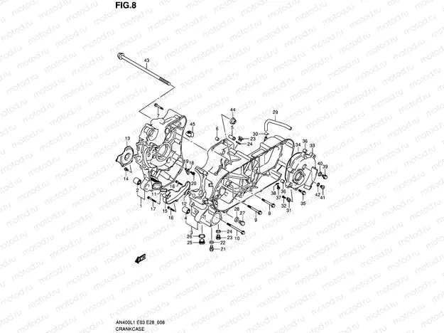 8 - CRANKCASE (AN400ZAL1 E28)