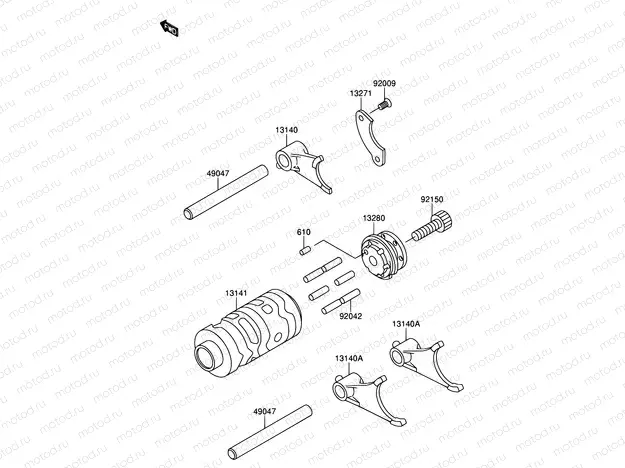8 - GEAR CHANGE DRUM/SHIFT FORK