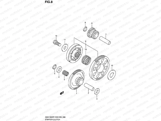 8 - STARTER CLUTCH (MODEL X/Y/K1/K2)