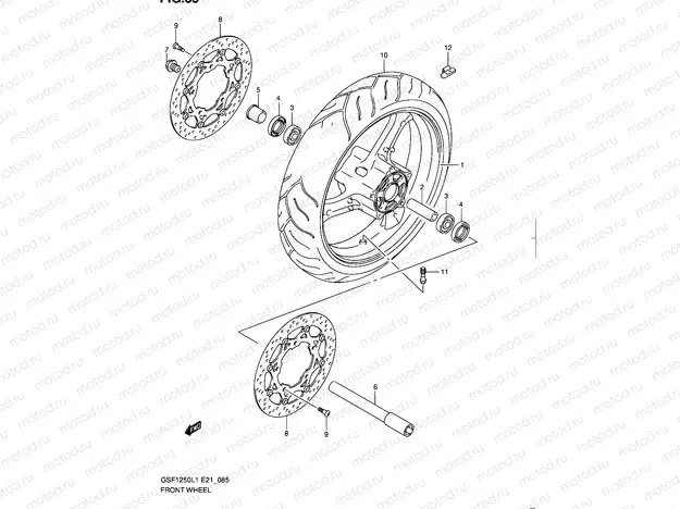 85 - FRONT WHEEL (GSF1250L1 E21)