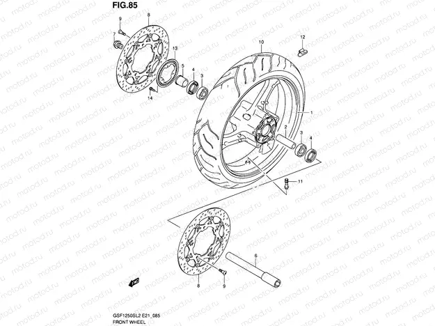 85 - FRONT WHEEL (GSF1250SAL2 E21)