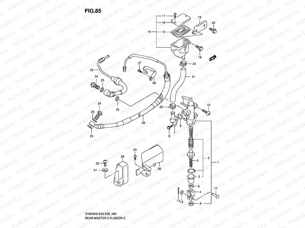 85 - REAR MASTER CYLINDER (SV650AK8/SAK8/AK9/SAK9/SAL0)
