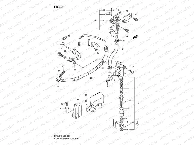 86 - REAR MASTER CYLINDER (SEE NOTE)