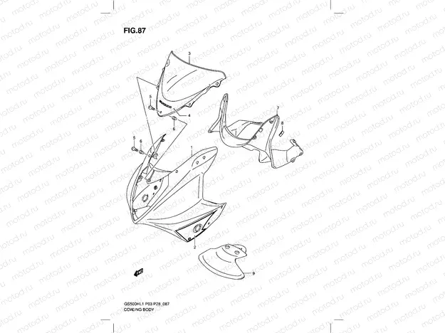 87 - COWLING BODY (GS500FH P33)