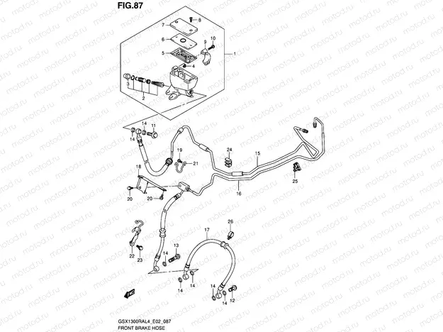 87 - FRONT BRAKE HOSE (GSX1300RAL4 E02)