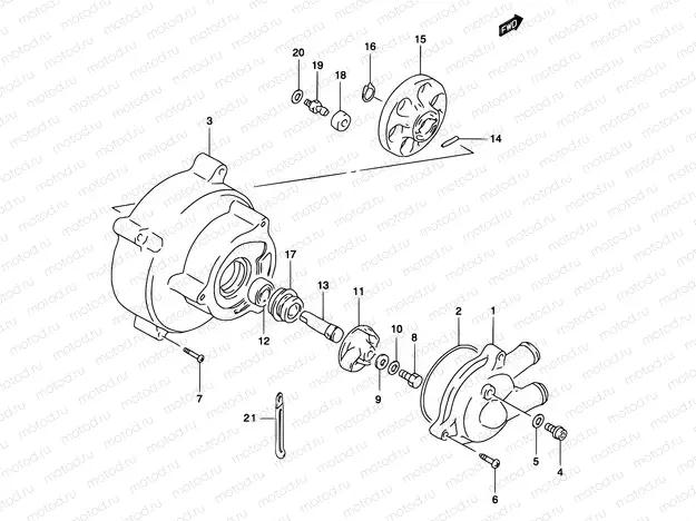 9 - WATER PUMP (MODEL AY50WR K1/K2/AY50W K3/K4)