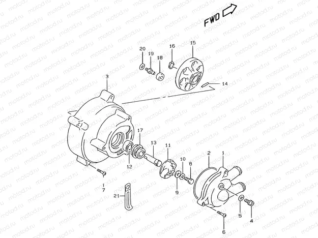 9 - WATER PUMP (MODEL AY50W/WR)