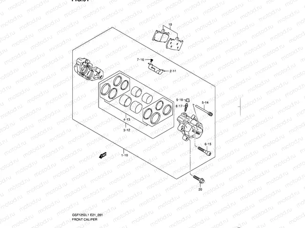 91 - FRONT CALIPER (GSF1250L1 E21)