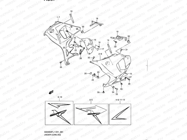 91 - UNDER COWLING (GSX650FL1 E21)