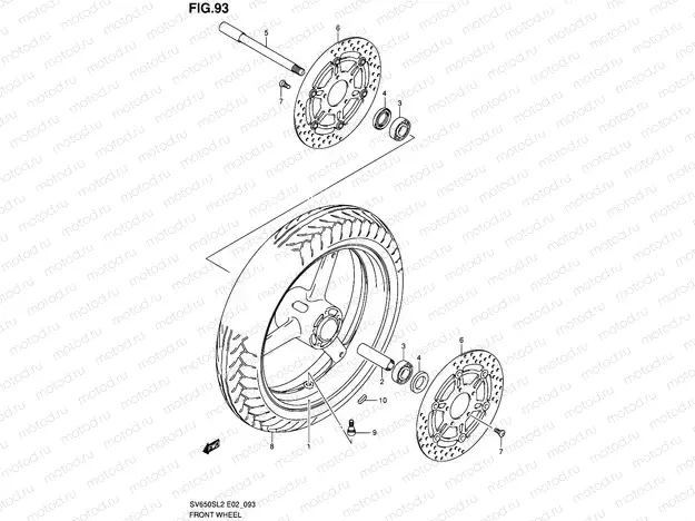 93 - FRONT WHEEL (SV650SL2 E02)