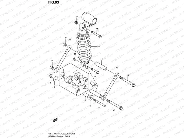 93 - REAR CUSHION LEVER (GSX1300RAL4 E03)