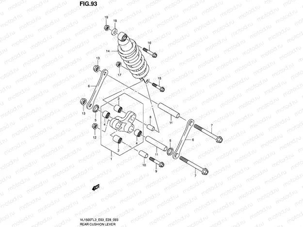 93 - REAR CUSHION LEVER (VL1500TL3 E28)