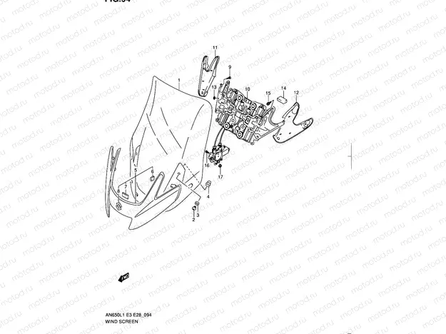 94 - WIND SCREEN (AN650AL1 E33)