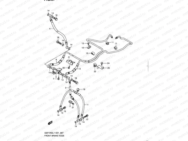 97 - FRONT BRAKE HOSE (GSF1250AL1 E21)
