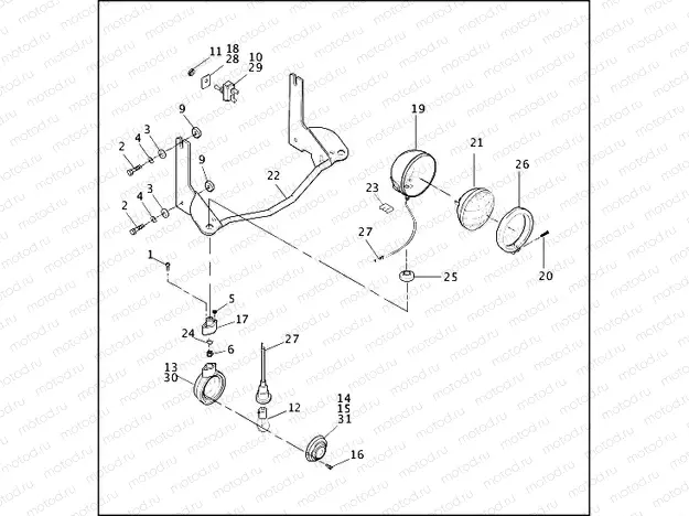 AUXILIARY LAMPS & FRONT TURN SIGNALS - FLHTC, FLHS, FLSTC (2 OF 2)