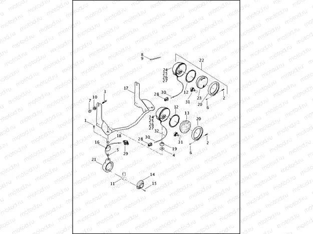 AUXILIARY/FOG LAMPS AND TURN SIGNALS, FRONT - FLHR