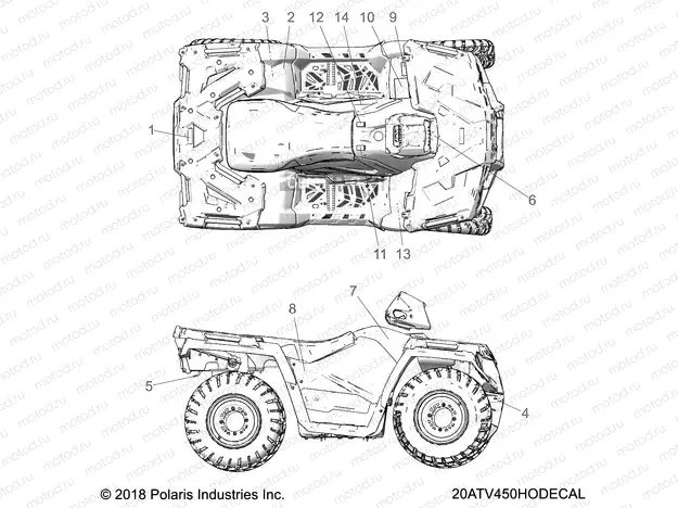 BODY | BODY, DECALS - A20SEG50A1/A5 (20ATV450HODECAL)