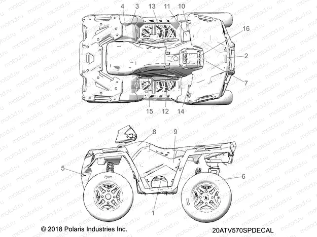 BODY | BODY, DECALS - A20SEJ57A1/A4/A7/A9 (20ATV570SPDECAL)