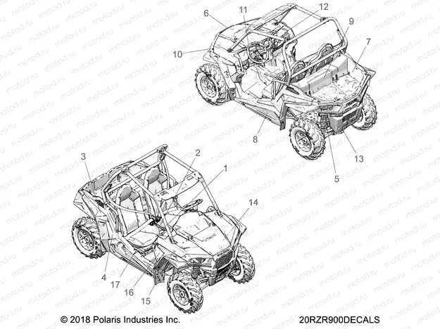 BODY | BODY, DECALS - Z20A5A87B2/E87BP/BK/BX (20RZR900DECALS)