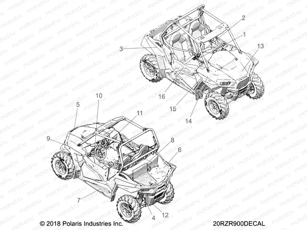 BODY | BODY, DECALS - Z20A5K87BG (20RZR900DECAL)