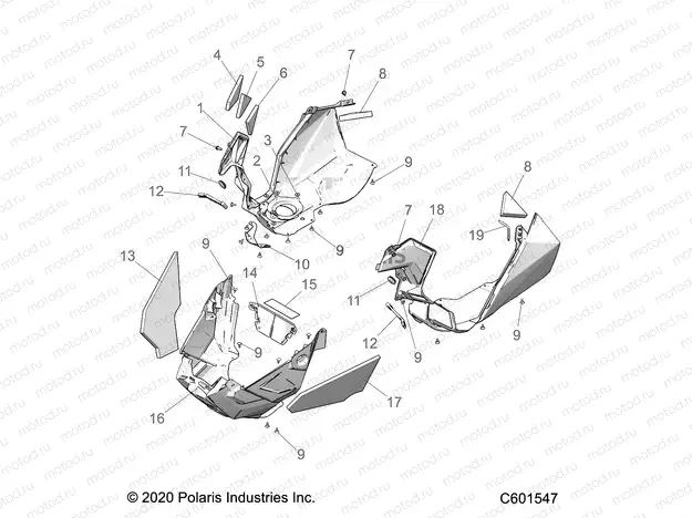 BODY | BODY, FENDERS AND NOSEPAN ASM. - S22EFA8RS/EFB8RS ALL OPTIONS (C601547)