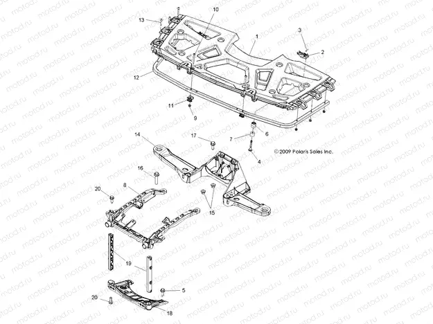 BODY | BODY, FRONT RACK and SUPPORTS (Built 12/18/09 and After) - A10ZX85AK (49ATVRACKMTG10SPXP550)