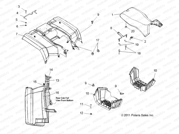 BODY | BODY, REAR CAB, SEAT and FOOTWELLS - A13MH76AD/AX/AZ (49ATVCABRR13SP800)