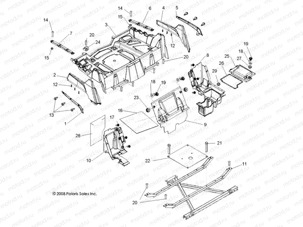 BODY | BODY, REAR RACK and FENDERS - R09VH76 ALL OPTIONS (49RGRRACKMTG09RZR)