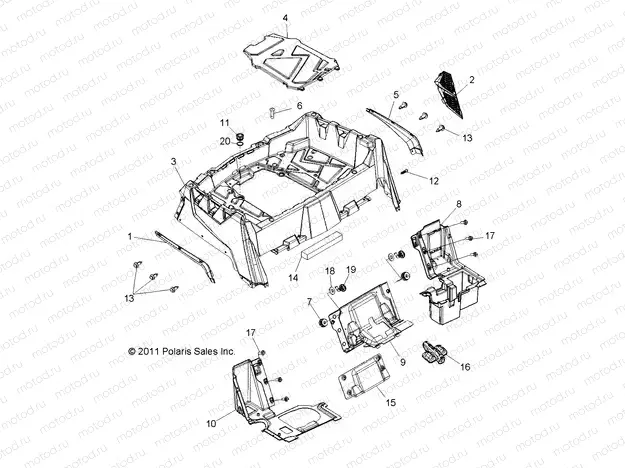 BODY | BODY, REAR RACK and FENDERS - R13VH57FX (49RGRRACKMTG12RZR570I)