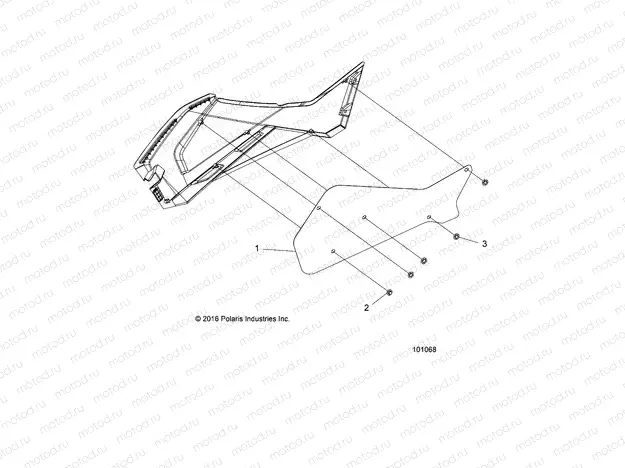 BODY | BODY, RIGHT HAND SIDE PANEL HEAT SHIELD AND HARDWARE 2 UP - A18S6E57B1 (101068)