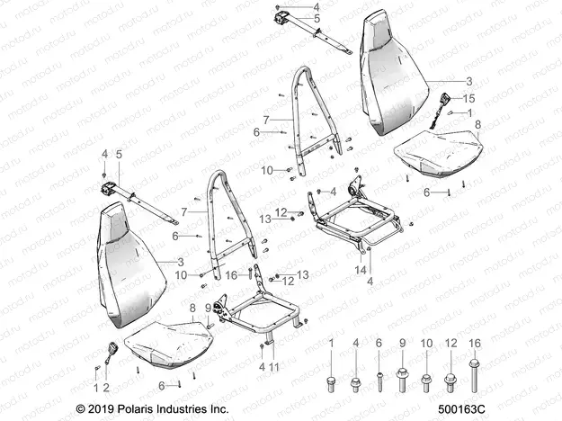 BODY | BODY, SEAT AND SEAT BELT MOUNTING - T20AARGB ALL OPTIONS (500163C)