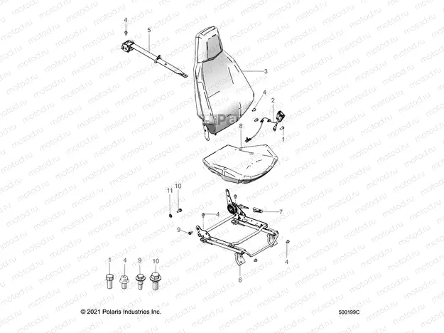 BODY | BODY, SEAT (DRIVER) AND SEAT BELT MOUNTING - T22AAFGB/HB/PGD/HD/RGB/HB ALL OPTIONS (500199C)