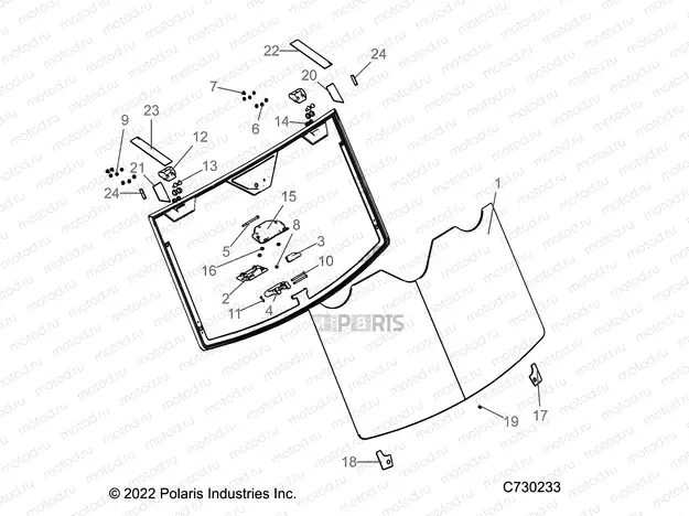 BODY | BODY, WINDSHIELD, FIXED - R22RRU99A9/AC/AM/AS/B9/BC/BS/BM (C730233)