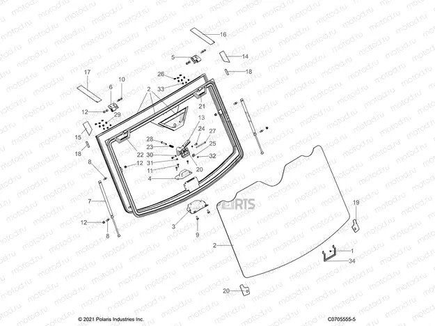 BODY | BODY, WINDSHIELD, TIP-OUT - R22RRY99A9/AC/AM/AS/B9/BC/BM/BS/1A9/AC/AM/AS/B9/BC/BM/BS (C0705555-5)
