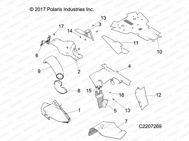 BODY PANELS | BODY PANELS, THERMAL SHIELDS - A-17-01-D/E Applies to 2015-2016 Sportsman 1000 1-UP Models AFTER Safety Recall A-17-01-D/E has been completed where applicable.  (C2207269)