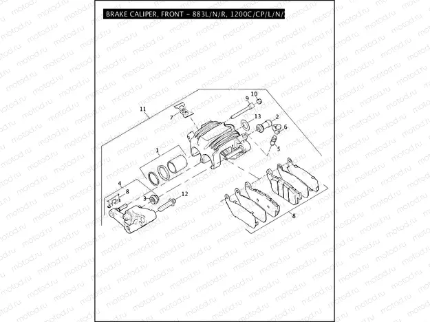 BRAKE CALIPER, FRONT - 883L/N/R, 1200C/CP/L/N/X
