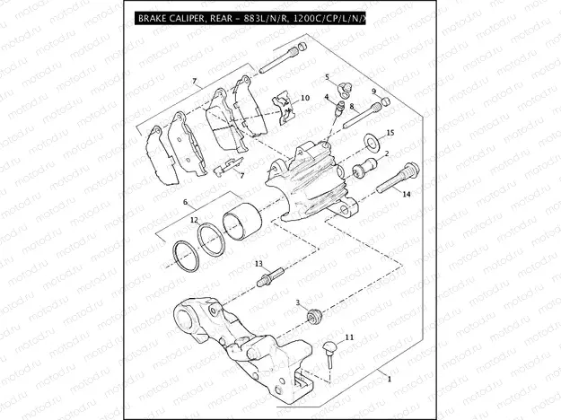 BRAKE CALIPER, REAR - 883L/N/R, 1200C/CP/L/N/X
