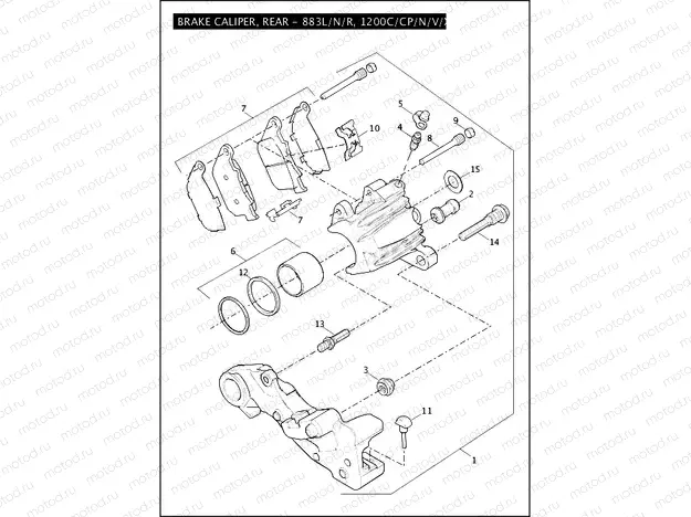 BRAKE CALIPER, REAR - 883L/N/R, 1200C/CP/N/V/X