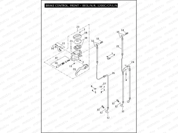 BRAKE CONTROL, FRONT - 883L/N/R, 1200C/CP/L/N/X