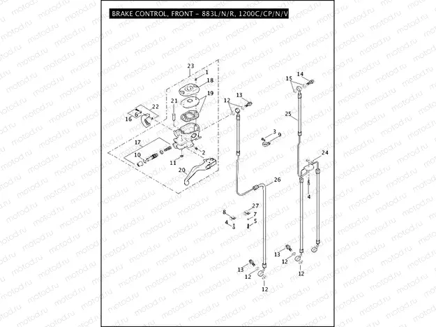 BRAKE CONTROL, FRONT - 883L/N/R, 1200C/CP/N/V/X