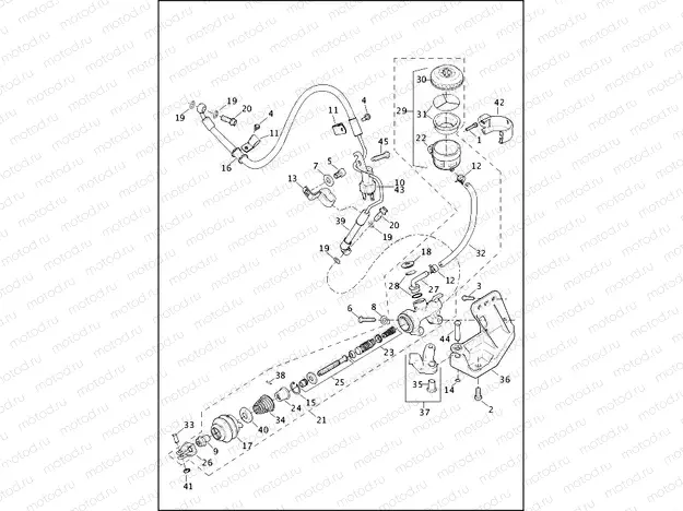 BRAKE, MASTER CYLINDER, REAR - 883L/N/R, 1200C/CA/CB/CP/V/X (2 OF 2)