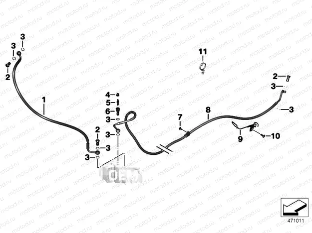 Brake pipe rear ABS