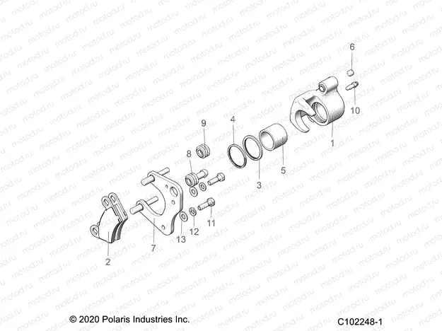BRAKES | BRAKES, BRAKE CALIPER, FRONT (TO 8/16/2021) - A22SEE57F1/F57C1/F1/S57C1/C2/C5/C9/CK/F1/F2/F5/F9/FK (C102248-1)