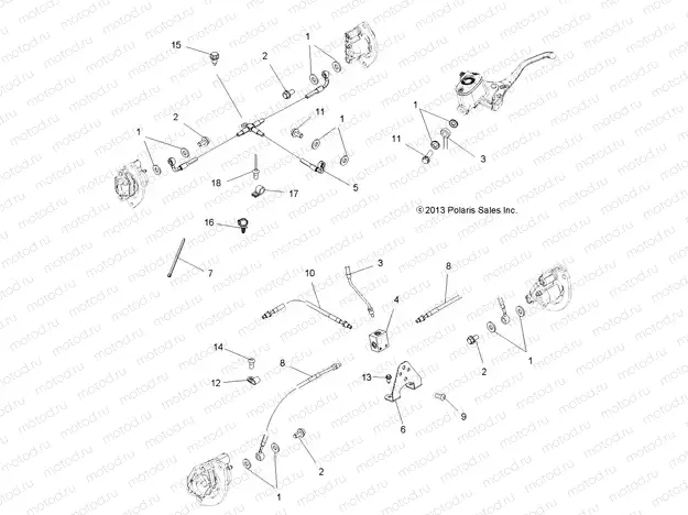 BRAKES | BRAKES, BRAKE LINES - A15SXE95AC/AK/AW/L95AM (49ATVBRAKELINE14SPX2550)