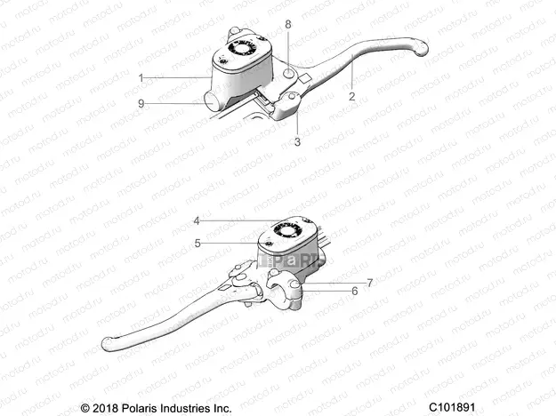 BRAKES | BRAKES, FRONT BRAKE LEVER and MASTER CYLINDER - A19S6E57F1/FL